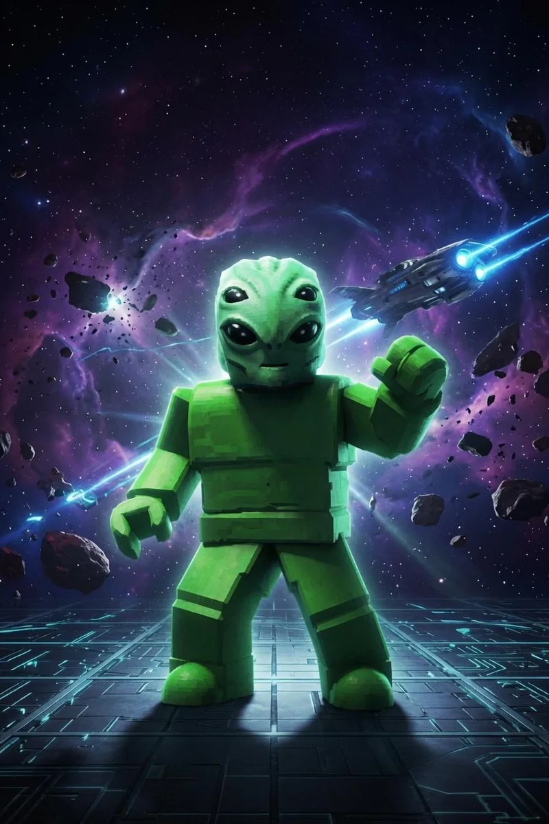 Green three-eyed alien character