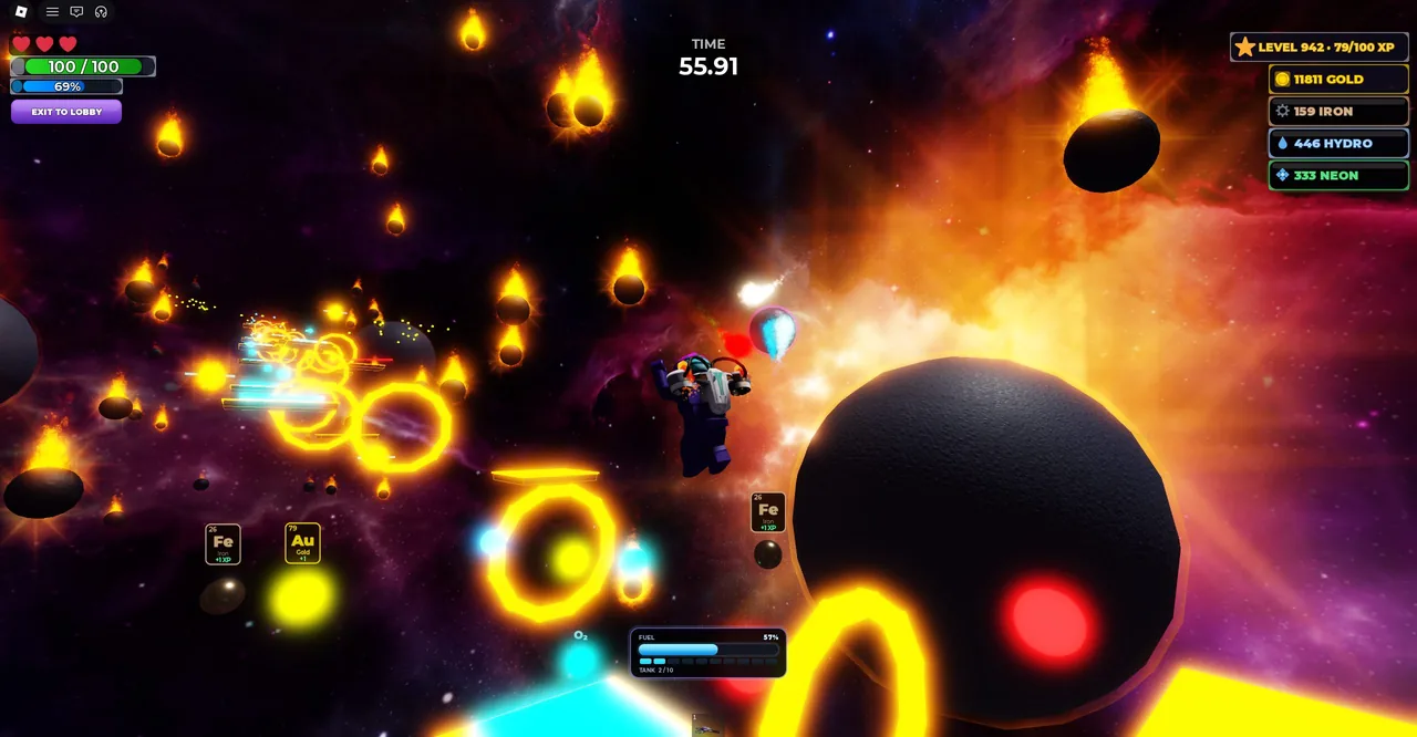 Meteor Survival: flying through fireballs and gold rings