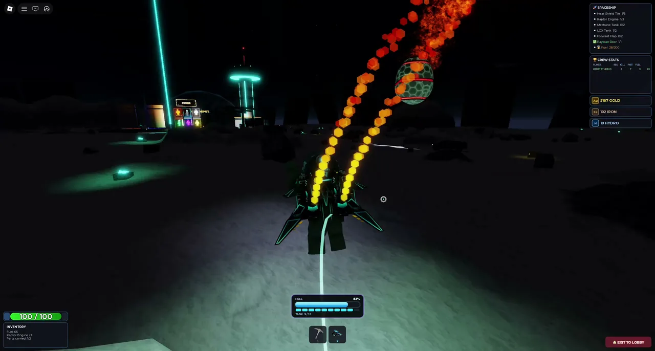 Lunar Escape player flying a jetpack toward base camp