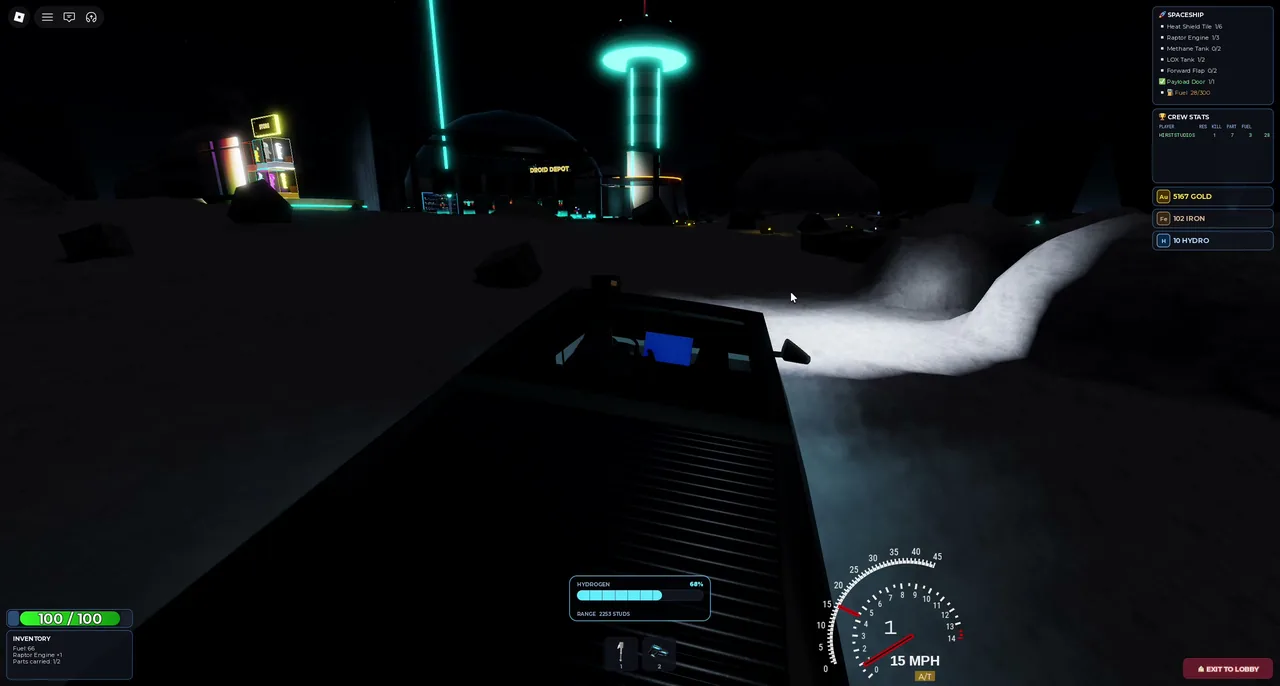 Driving the moon truck toward the Droid Depot
